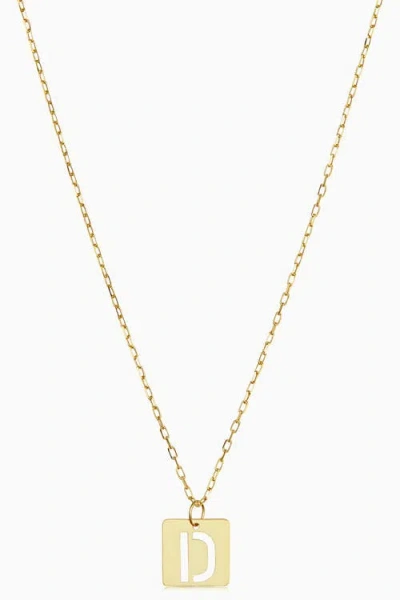 Oradina 14k Gold Initial Tile Petite Necklace In Letter D