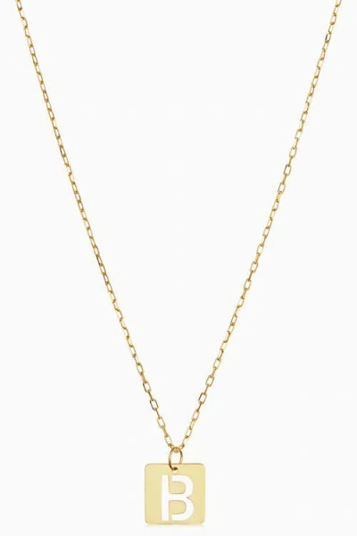 Oradina 14k Gold Initial Tile Petite Necklace In Letter B