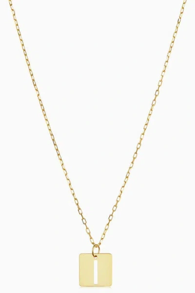 Oradina 14k Gold Initial Tile Petite Necklace In Letter I
