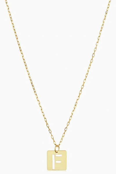 Oradina 14k Gold Initial Tile Petite Necklace In Letter F