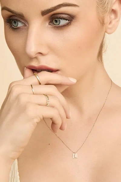 Oradina 14k Gold Initial Tile Petite Necklace In Letter I