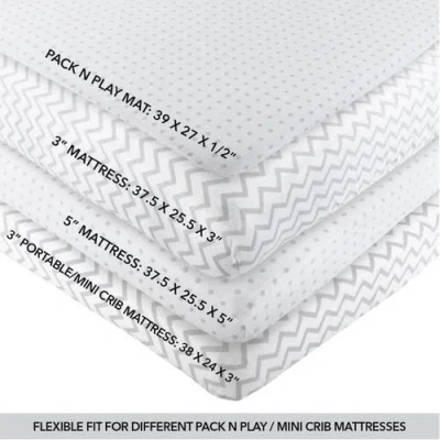 Ely's & Co. Baby Fitted Waterproof Pack N Play | Mini Portable Crib Sheet Set 2 Packs In Grey Chevron & Polka Dot