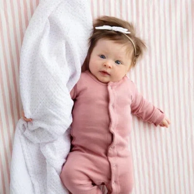 Ely's & Co. Waterproof Pack N Play Mini Portable Crib Sheet Set In Mauve Stripes & Splash