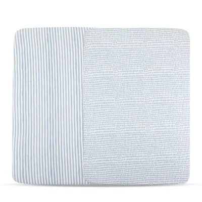 Ely's & Co. Waterproof Pack N Play Mini Portable Crib Sheet Set In Misty Blue Stripes & Splash