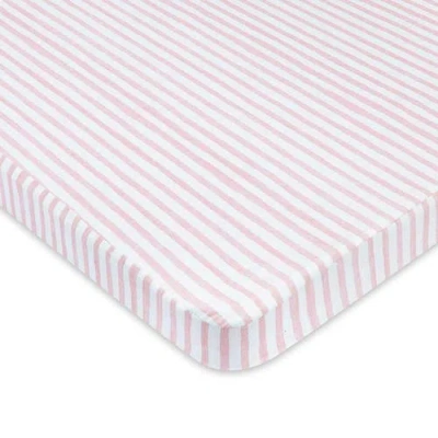 Ely's & Co. Waterproof Pack N Play Mini Portable Crib Sheet Set In Mauve Stripes & Splash