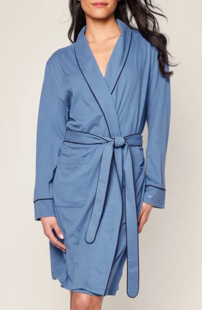 Shop Petite Plume Pima Cotton Jersey Robe In Blue