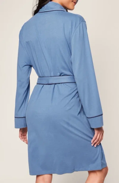 Shop Petite Plume Pima Cotton Jersey Robe In Blue