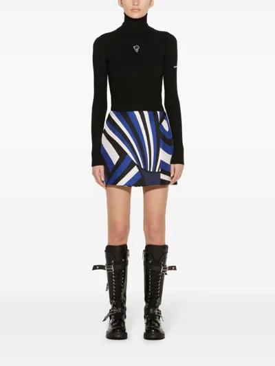 Pucci Iride-print Silk Skirt In 蓝色