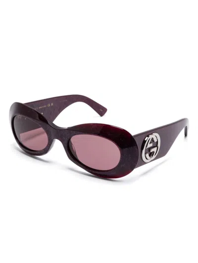 Gucci Oval-frame Sunglasses In 紫色