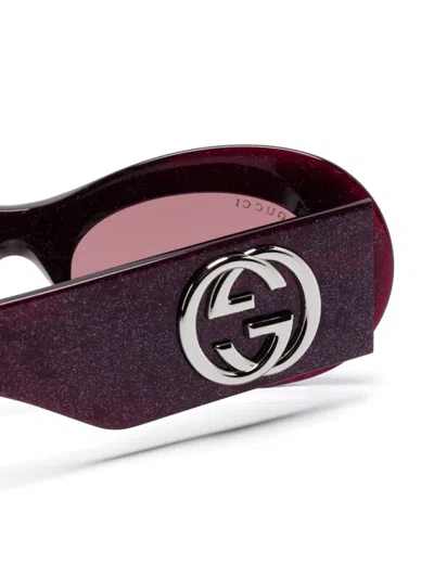 Gucci Oval-frame Sunglasses In 紫色