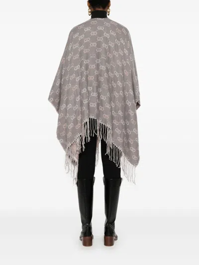 Liu •jo Jacquard-logo Poncho In 灰色