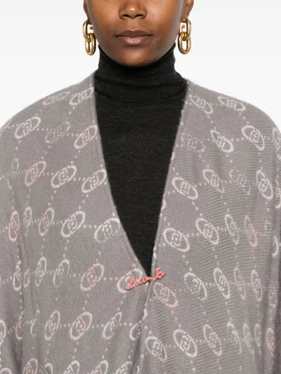 Liu •jo Jacquard-logo Poncho In 灰色