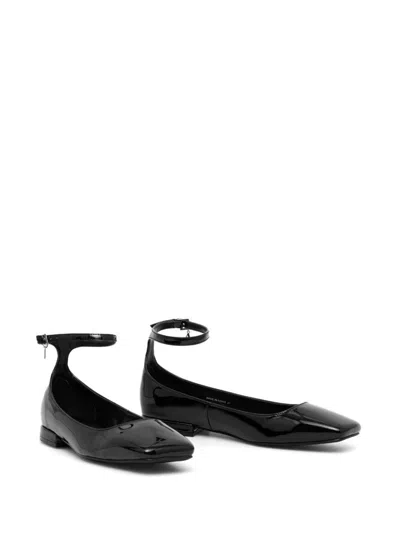 Shop Twinset Leather Ballet Flats In 黑色