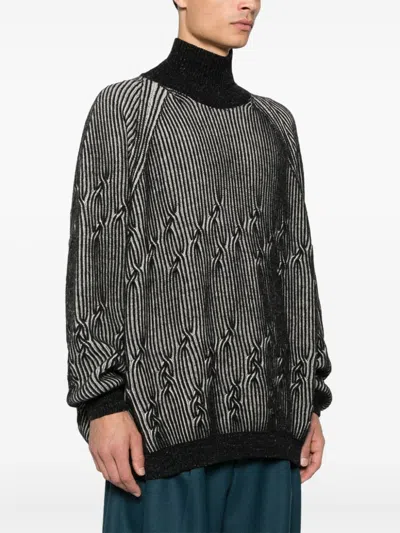Jan-jan Van Essche Cable-knit Turtleneck Sweater In 灰色