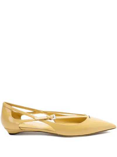 Prada Satin Ballerina Flats In Gelb