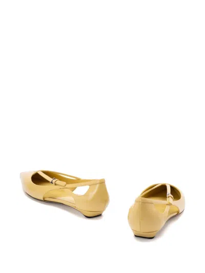Prada Satin Ballerina Flats In Gelb