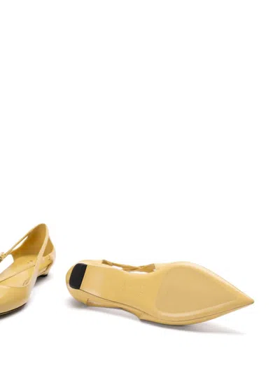 Prada Satin Ballerina Flats In Gelb