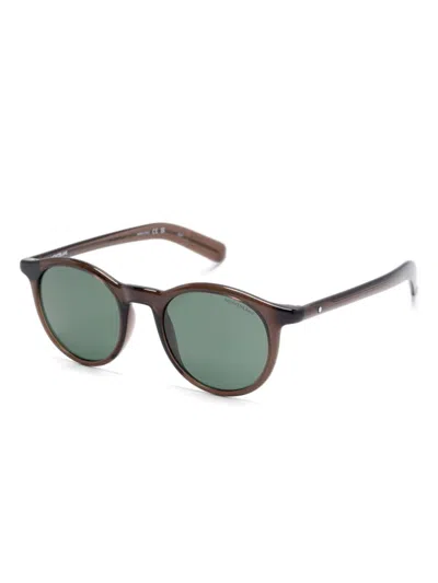 Montblanc Round-frame Sunglasses In Braun