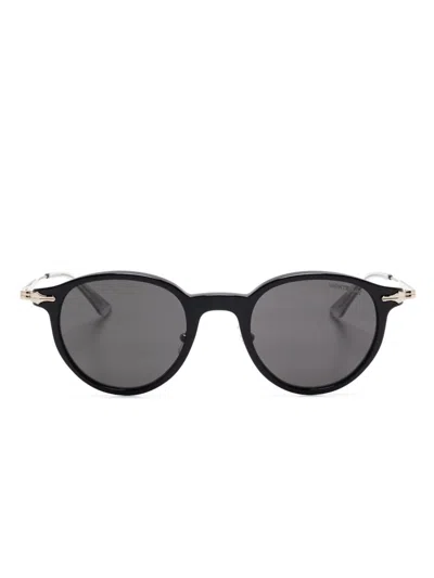Montblanc Round-frame Sunglasses In Schwarz