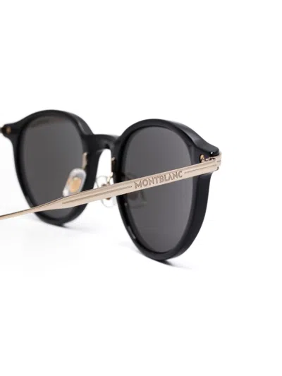 Montblanc Round-frame Sunglasses In Schwarz