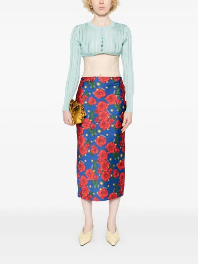 Alessandro Enriquez Mix-print Midi Skirt In Blau