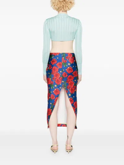 Alessandro Enriquez Mix-print Midi Skirt In Blau