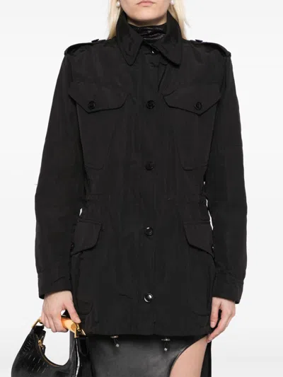 Tom Ford Drawstring Waist Military Jacket In Schwarz
