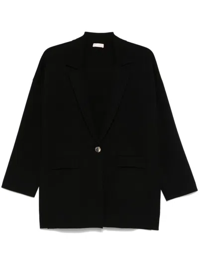 Liu •jo Ribbed-knit Blazer In Schwarz