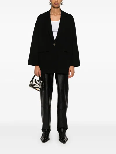 Liu •jo Ribbed-knit Blazer In Schwarz