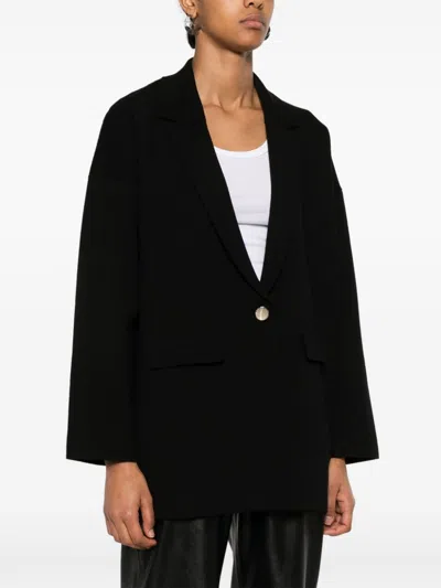 Liu •jo Ribbed-knit Blazer In Schwarz