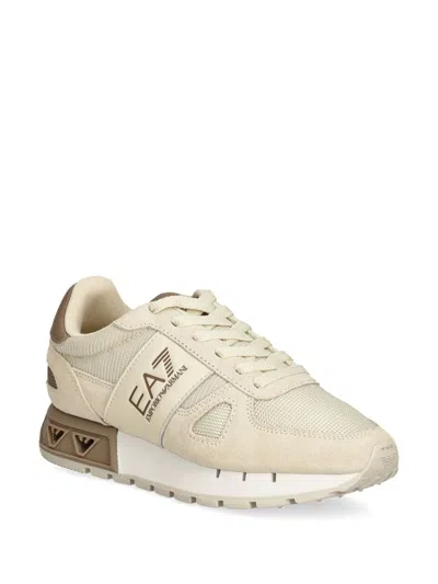 Shop Ea7 Lace Up Trainers In Nude