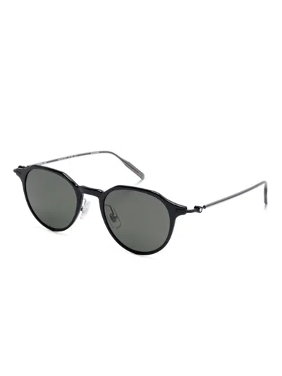 Montblanc Round-frame Sunglasses In Schwarz