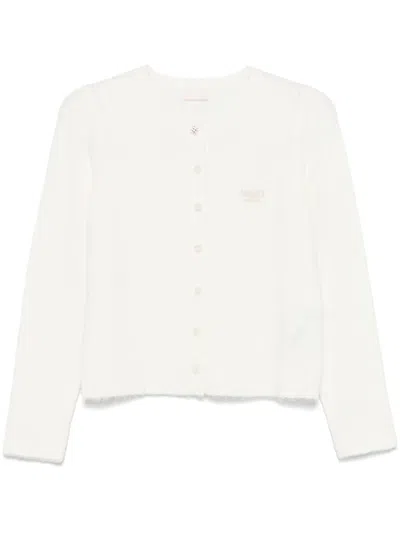 Liu •jo Logo-embroidered Cardigan In Weiss