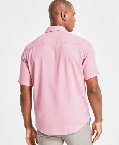 Alfani Men's Short-sleeve Solid Textured Shirt, Created For Macy's In Lilac Mauve