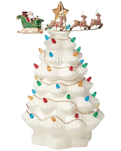 Lenox Treasured Traditions Tree With Flying Santa In White