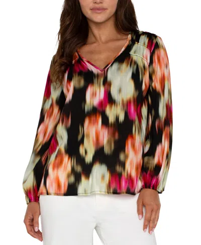 Liverpool Los Angeles Women's Long-sleeve Floral Top In Star Ruby Floral