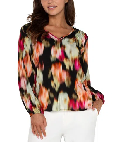 Liverpool Los Angeles Women's Long-sleeve Floral Top In Star Ruby Floral