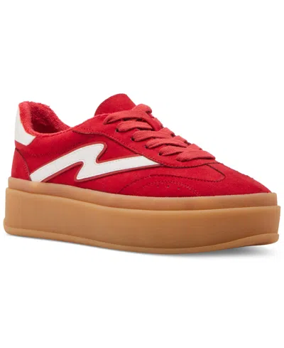 Madden Girl Womens Lace-up Suede Casual And Fashion Sneakers In Red Multi