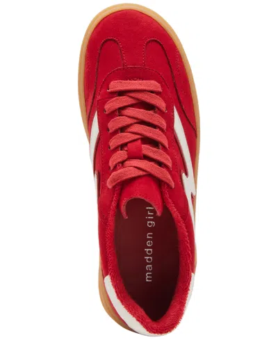 Madden Girl Womens Lace-up Suede Casual And Fashion Sneakers In Red Multi