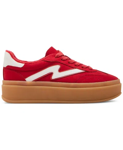 Madden Girl Womens Lace-up Suede Casual And Fashion Sneakers In Red Multi