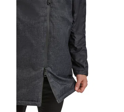 Kenneth Cole Men's Water-resistant Hooded Stadium Coat With Removable Puffer Bib In Charcoal Twill