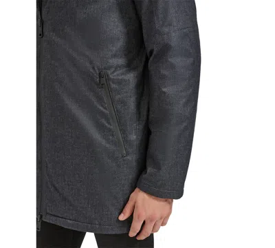 Kenneth Cole Men's Water-resistant Hooded Stadium Coat With Removable Puffer Bib In Charcoal Twill