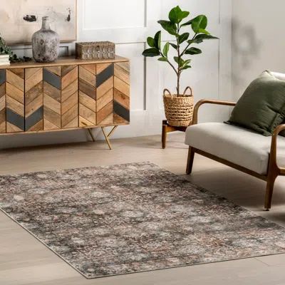 Nuloom Keziah Vintage Medallion Spill Proof Machine Washable Area Rug