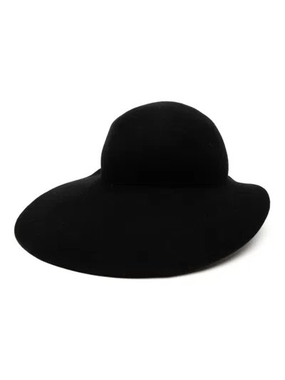 Yohji Yamamoto Wool Fedora Hat In Black