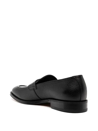 Hugo Boss Boss Derrek Grained Leather Loafers In Black