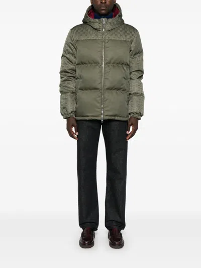 Gucci Gg Canvas Down Jacket In Green