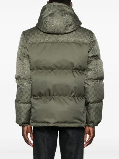 Gucci Gg Canvas Down Jacket In Green