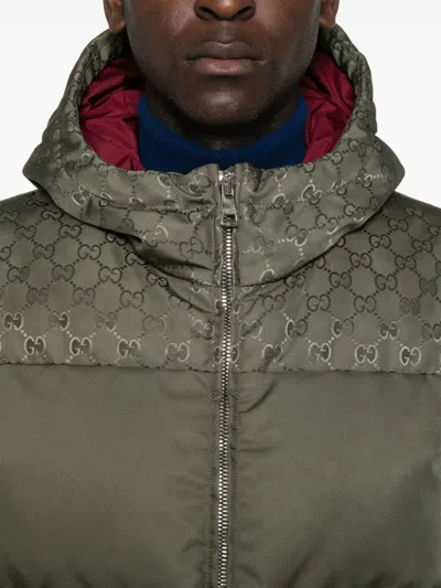 Gucci Gg Canvas Down Jacket In Green