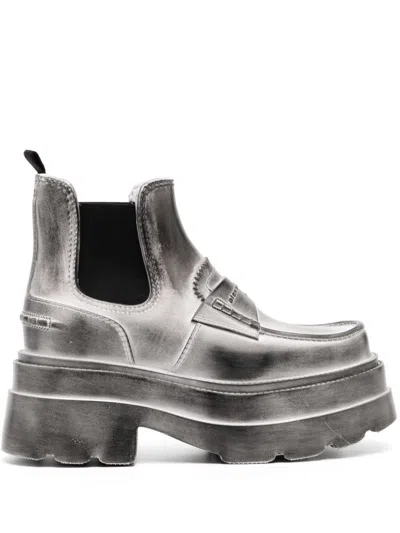 Alexander Wang Carter Panelled Leather Ankle Boots In Grey