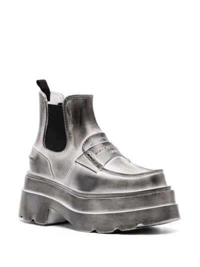 Alexander Wang Carter Panelled Leather Ankle Boots In Grey